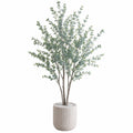 Arbre artificiel d'eucalyptus 180 cm feuillage vert en plastique avec pot en ciment pour intérieur