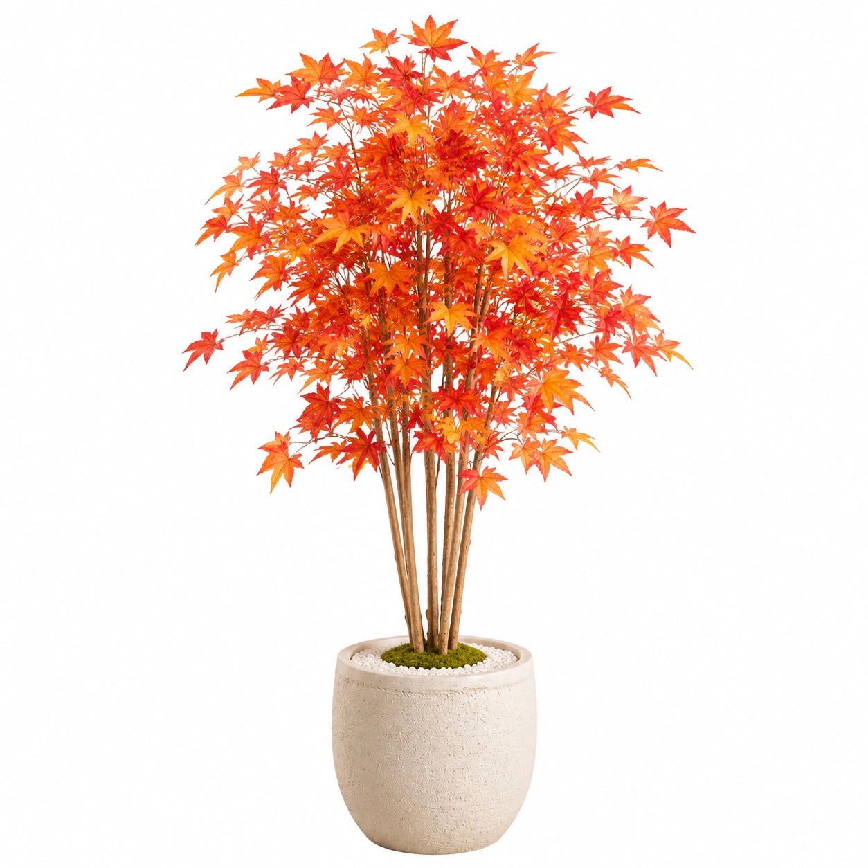Arbre artificiel érable 180 cm feuillage rouge orange en polyester pour intérieur avec pot