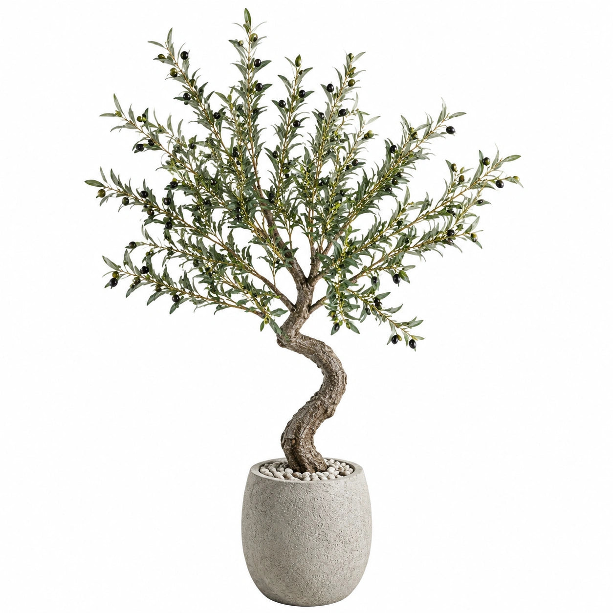 Olivier artificiel 180 cm vert en plastique avec pot style naturel