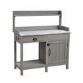 Table de jardinage 120 x 60 x 150 cm en bois et métal gris avec étagère rangement