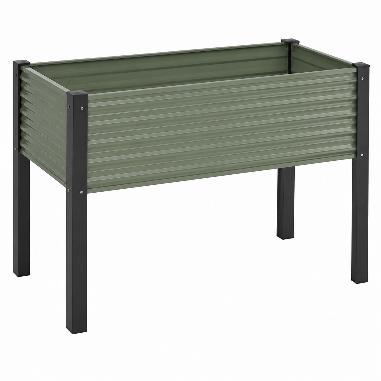 Jardinière surélevée 120 x 60 x 80 cm en acier vert et noir pour extérieur