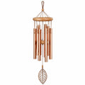 Carillon éolien 85 cm en bois et métal cuivré pour jardin style naturel