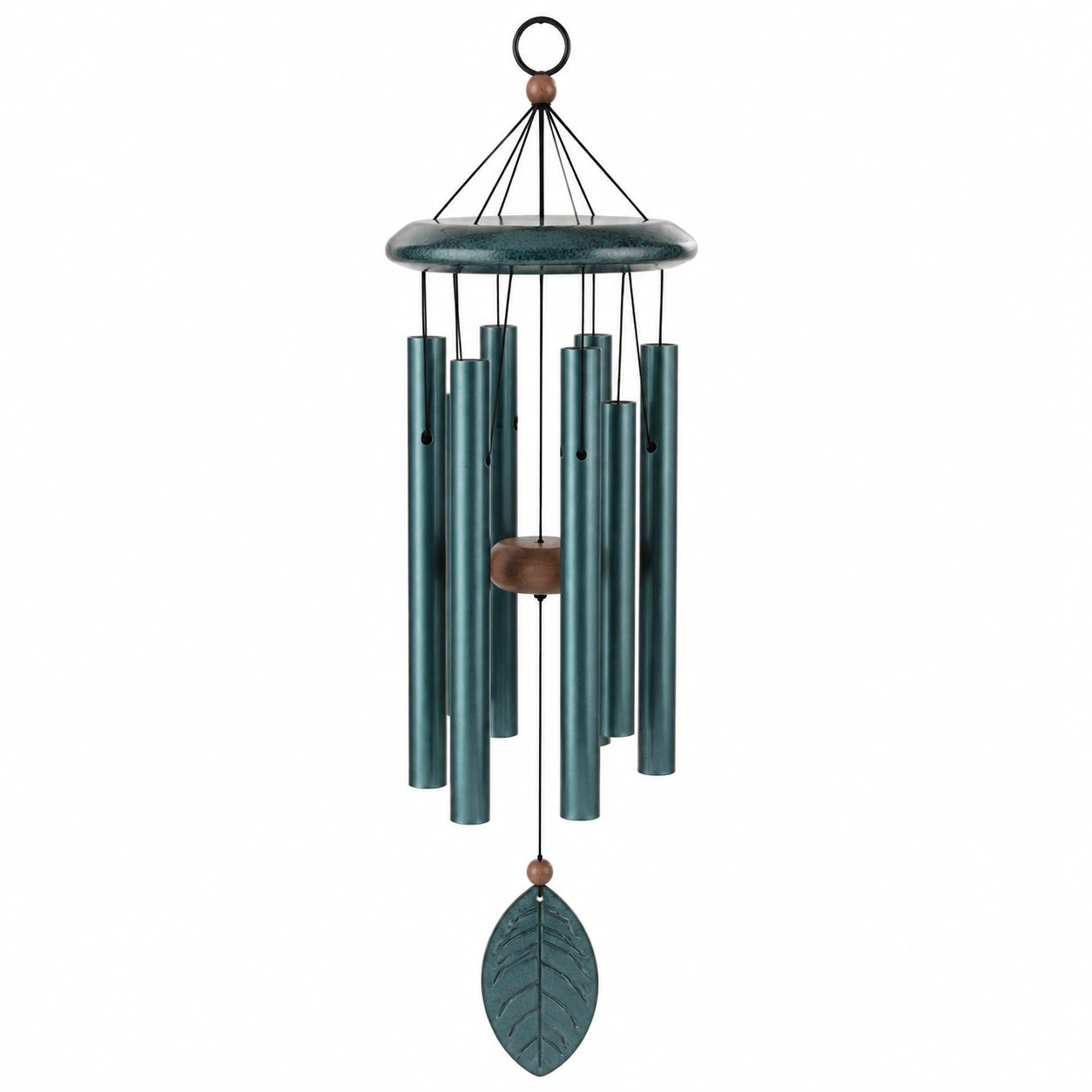 Carillon éolien 90 cm en métal bleu canard avec tubes décoratifs pour intérieur et extérieur