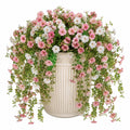 Plante artificielle fleurie en pot 75 cm rose blanc feuillage retombant décoratif