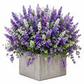 Plante fleurie artificielle en pot 65 cm plastique violet blanc décorative