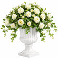 Plante artificielle en pot 110 cm roses blanches feuillage vert décoration intérieure classique