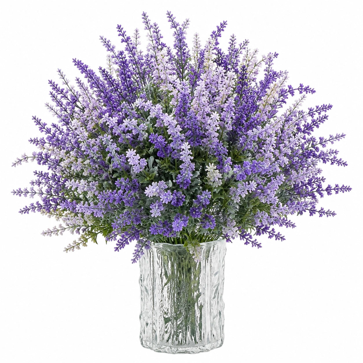 Plante artificielle en pot 55 cm lavande plastique violet blanc vase en verre décoration intérieure réaliste