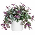 Plante verte artificielle retombante 45 cm en plastique vert violet avec pot blanc décoratif